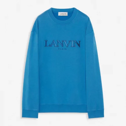 Oversized Embroidered Lanvin Paris Sweatshirt Blue